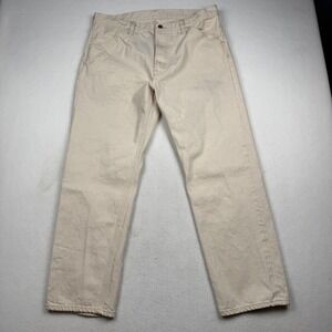 Sauce Zhan Jeans Mens 38x30 White Selvedge Denim Workwear Straight Leg Pants